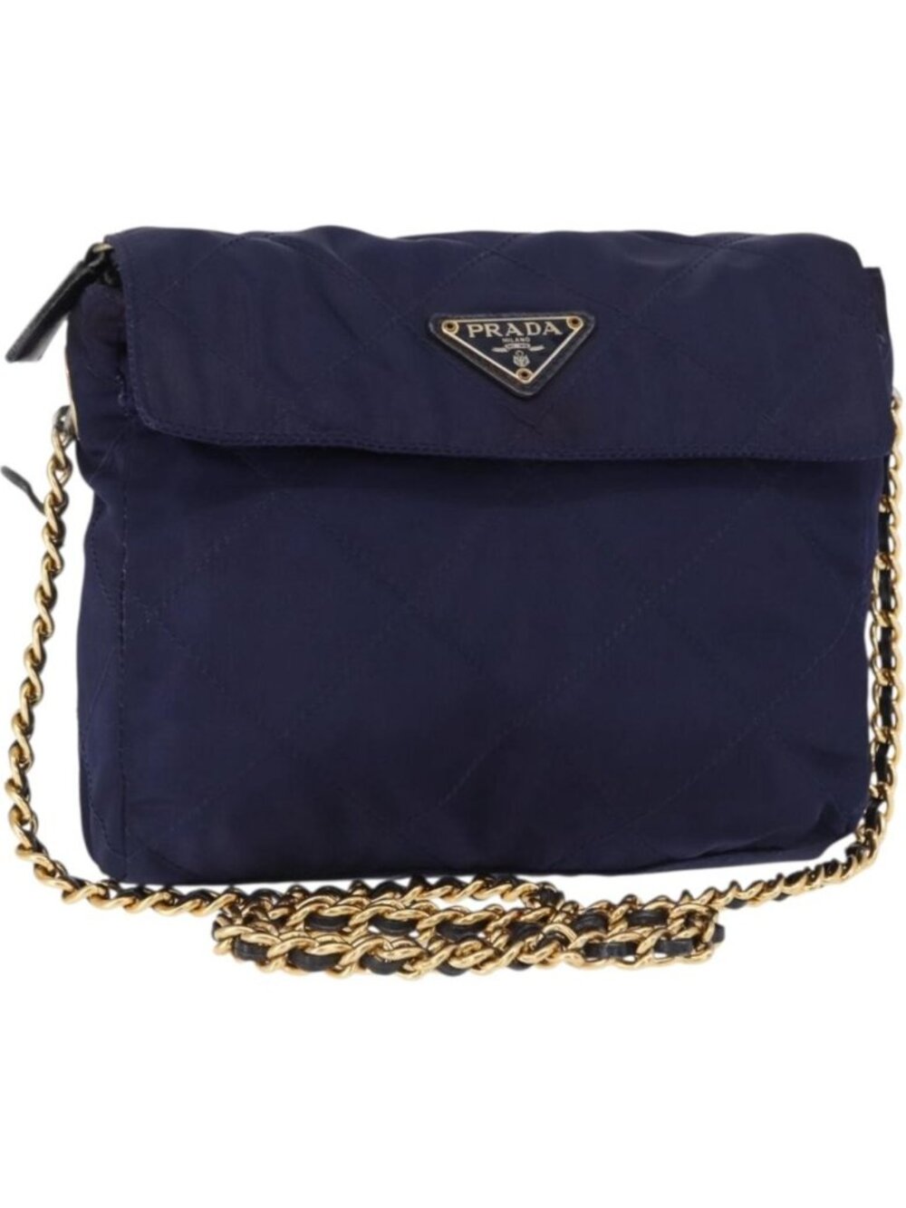 PRADA Chain Shoulder Bag Nylon Purple Gold